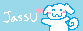 A blue button with Cinnamoroll that reads Jassu